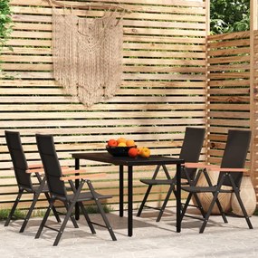 Set de mobilier pentru gradina, 5 piese, negru Lungime masa 140 cm, 5