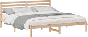 vidaXL Cadru de pat cu headboard Maro 200 x 200 cm Lemn de pin masiv