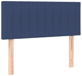 Pat box spring cu saltea, albastru, 100x200 cm, textil Albastru, 100 x 200 cm, Benzi verticale