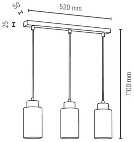 Lustră pe cablu BOSCO 3xE27/60W/230V
