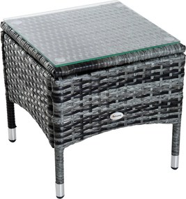 Outsunny Set 2 Sezlonguri si 1 Masuta de Gradina in Poli ratan Gri cu Saltea Captusita si Roti | Aosom Romania
