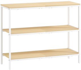 HOMCOM Consola de Hol cu 3 Rafturi Deschise și Picioruși de Metal pentru Hol Intrare Sufragerie Dormitor Lemn Natural și Alb | Aosom Romania