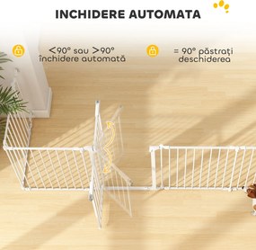PawHut Gard pentru Câini cu 8 Panouri Modulabile cu Închidere Automată, din Oțel și ABS, 61x3x75 cm, Alb | Aosom Romania