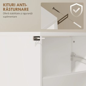 HOMCOM Dulap pentru Pantofi Economizor de Spațiu cu 4 Uși cu Oglindă 63x17x146 cm Alb | Aosom Romania