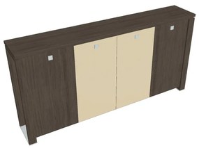 Dulap mediu pentru haine Verno+ 260 x 46 x 130 cm, uși combinate, stejar antracit / vanilie