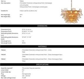 Candelabru LUX sticla champagne, Clarendon alama antic