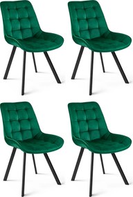 Scaun de masa SORIA VELVET cu picioare negre, verde
