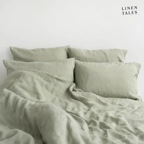 Lenjerie de pat verde-deschis din in pentru pat de o persoană 140x200 cm – Linen Tales