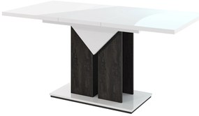 Masă de sufragerie Tarni (alb lucios + Gri închis) (pentru 4 până la 6 persoane). 1055253