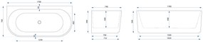 Cada din acril freestanding CORSO 170cm