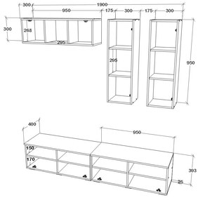 Living haaus V10, Antracit/Stejar Artisan, L 190 cm