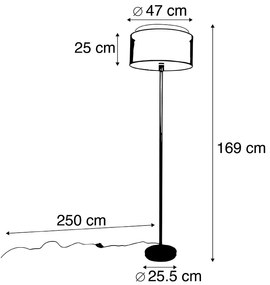 Lampă de podea de design din oțel cu abajur negru și alb 47 cm - Simplo