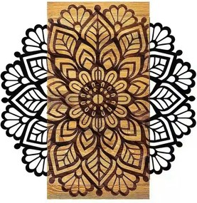 Decoratiune gradina MSIALA 2, stejar/negru, lemn/metal, 58x58 cm