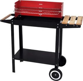 Gratar de gradina pe carbune BBQ 87x35 cm, negru/rosu