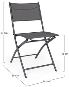 Scaun pliabil pentru gradina gri carbune din metal si textilena, Martinez Bizzotto