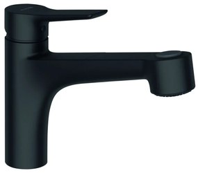 Baterie chiuveta cu dus extractibil, negru mat Negru mat
