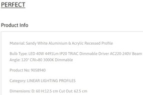 Plafoniera LED incastrabila reglabila PERFECT 60cm alba 3000K Dimmable