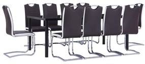 3053167 vidaXL Set mobilier de bucătărie, 11 piese, maro, piele ecologică