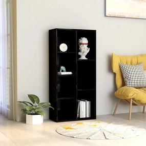 801114 vidaXL Bibliotecă, negru extralucios, 50 x 25 x 106 cm, PAL