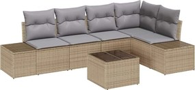 vidaXL Set de canapele pentru grădină 6 pcs Bej poliratan