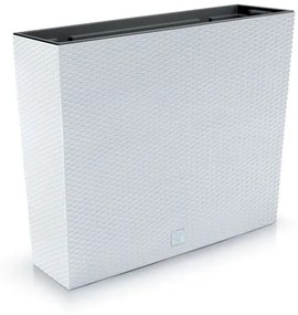 Jardiniera decorativa, imitatie ratan, alb, 58x18x49.8 cm, Rato Case