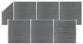 vidaXL Set panouri gard, 6 pătrate + 1 oblic, gri, 1138x186 cm, WPC