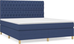 vidaXL Pat box spring cu saltea, albastru, 180x200 cm, material textil
