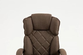 Scaun directorial, cu Masaj și Încălzire, suport picioare, funcție sezlong, materil textil, Maro