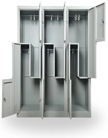 Dulap metalic Z, 3 compartimente, 120 x 50 x 180 cm, blocare cu rotire, antracit - ral 7016