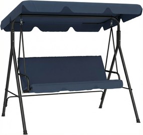Outsunny Balansoar de Grădină Exterior Leagăn 3 locuri cu Copertină Reglabilă și Cadru din Oțel 172x118x153 cm Bleumarin | Aosom Romania