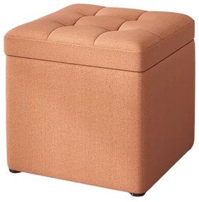 Taburet cu spațiu de depozitare, 30x30x35cm, Portocaliu &ndash; Design modern din material textil și burete