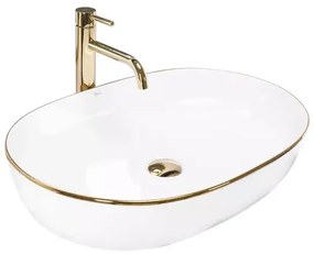 Lavoar pe blat Rea Cleo oval finisaj alb - auriu 60 cm