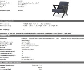 Fotoliu design modern LUX din piele naturala Felippe, albastru 114505 HZ