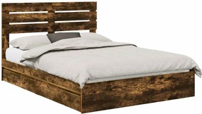 vidaXL Pat cu storage Stejar fumuriu 160 x 200 cm Lemn compozit