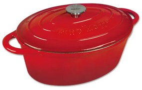 Oala din fonta Kinghoff KH 1530, 30 cm, 4,5 L, Forma ovala, Emailata, Inducție, Rosu