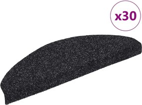 vidaXL Covorașe autoadezive pentru scări, 30 buc., 65x21x4 cm, negru, semirotunde, mari