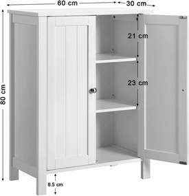 Dulap polivalent alb din MDF melaminat, 60x30x80 cm, Vasagle