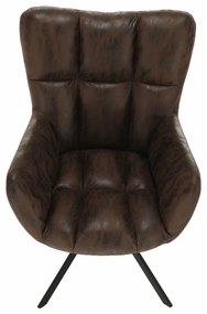 Fotoliu de design rotativ, maro ţesătură cu efect de piele întoarsă/negru, KOMODO