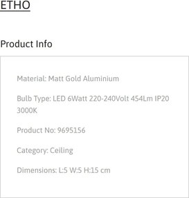 Spot LED aplicat design modern ETHO auriu, NVL-9695156