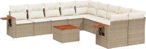 vidaXL Set canapele de grădină cu perne, 11 piese, bej, poliratan