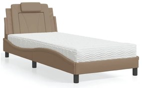 vidaXL Pat cu saltea, cappuccino, 80x200 cm piele ecologică