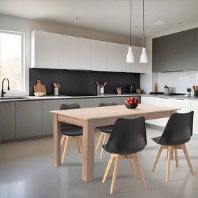 Set de masă Lola 4+1 negru-stejar Sonoma