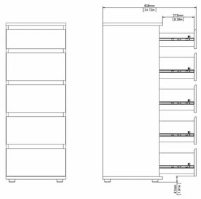 Comodă albă înaltă 40x107 cm Nova – Tvilum