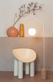 Lampa podea din travertin natur si sticla alba Tivoli