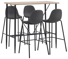 3051190 vidaXL Set mobilier de bar, 5 piese, gri închis, material textil