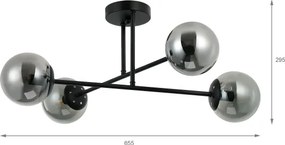 Brilagi - Lustru aplicat MALIVA 4xE14/15W/230V negru/fumuriu