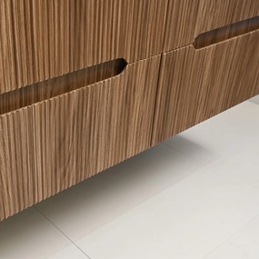 Mască de baie Trent 120 cu chiuvetă ceramică, 4 sertare, stejar apus de soare