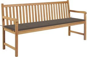 vidaXL Bancă de grădină, pernă gri taupe, 175 cm, lemn masiv de tec