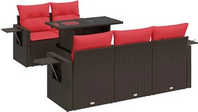 vidaXL Set mobilier grădină cu perne 6 piese maro poliratan/lemn acacia