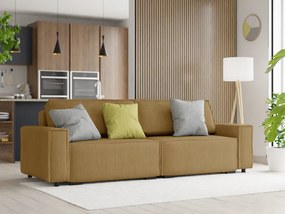 Canapea extensibila cu trei locuri cu taburet SMART SET, mustar